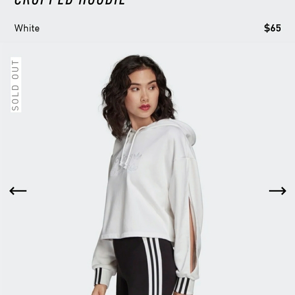 adidas Originals cropped hoodie in white - Picture 5 of 10